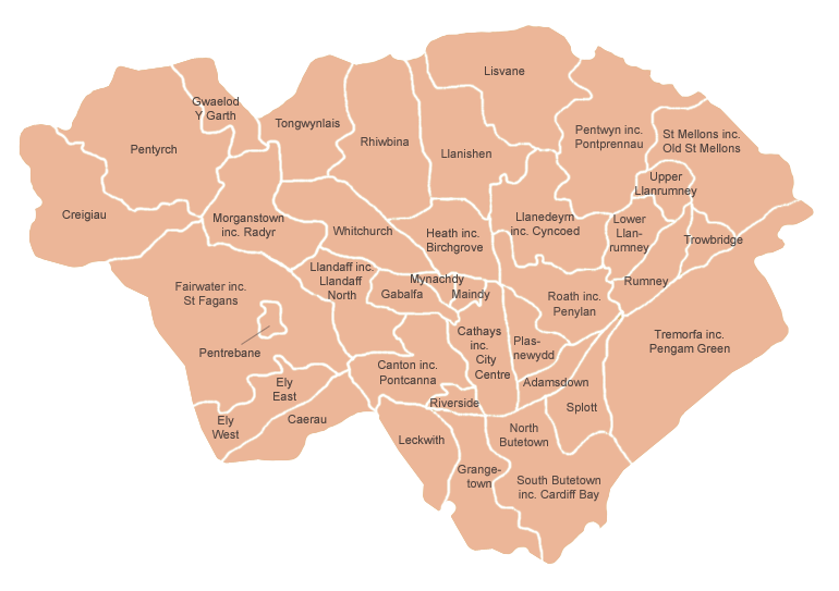 Heat map showing housing availability across Cardiff