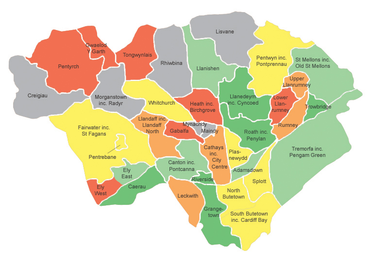 Heat map showing housing availability across Cardiff