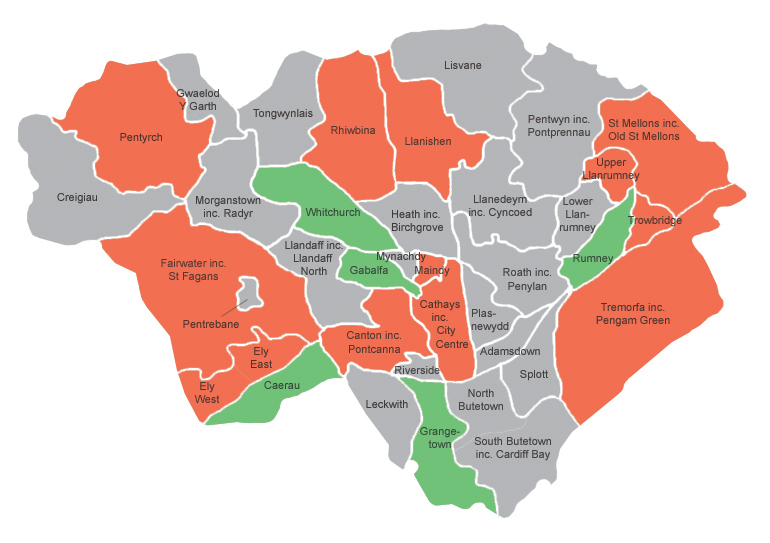 Heat map showing housing availability across Cardiff