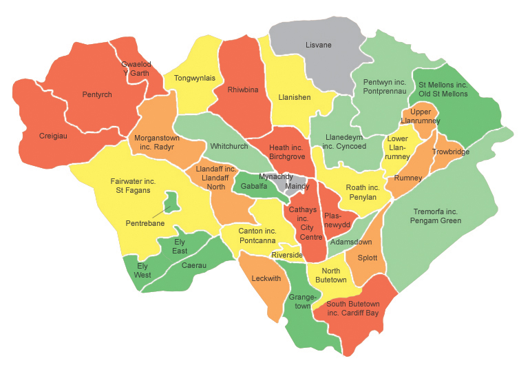 Heat map showing housing availability across Cardiff